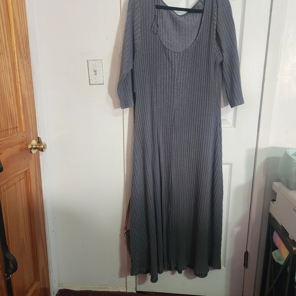 Old Navy Gray Ribbed Long Sleeve Dress